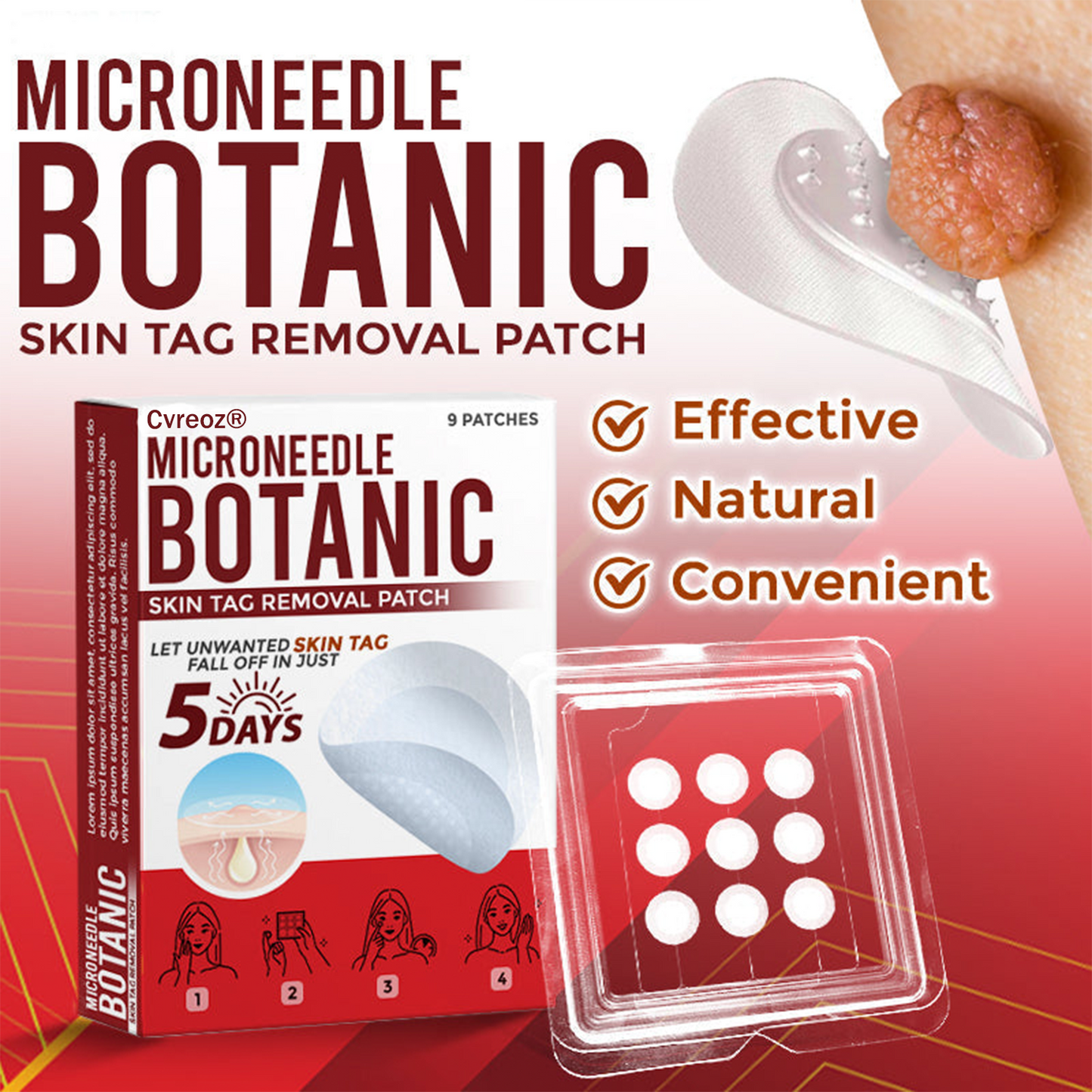 Cvreoz® MicroNeedle Botanic Skin Tag Removal Patch 🇺🇸 Made in the USA